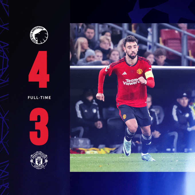 ผลบอลเมื่อคืนนี้ ยูฟ่า แชมเปี้ยนส์ลีก โคเปนเฮเก้น แมนยู