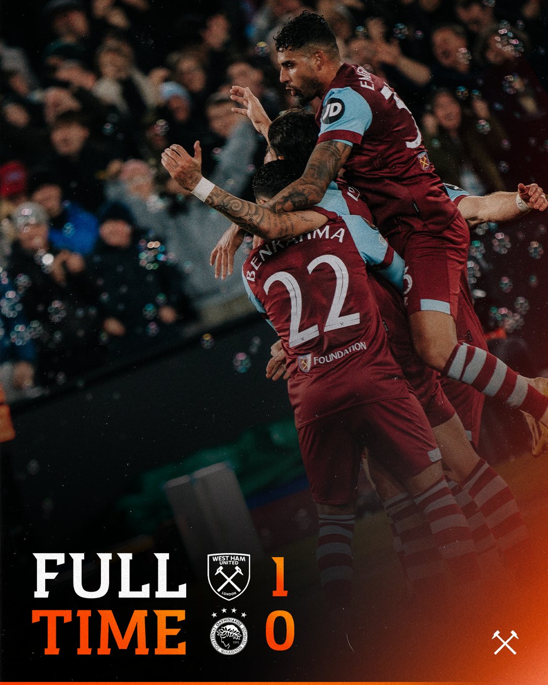 ผลบอลเมื่อคืนนี้ ยูโรป้า ลีก เวสต์แฮม โอลิมเปียกอส