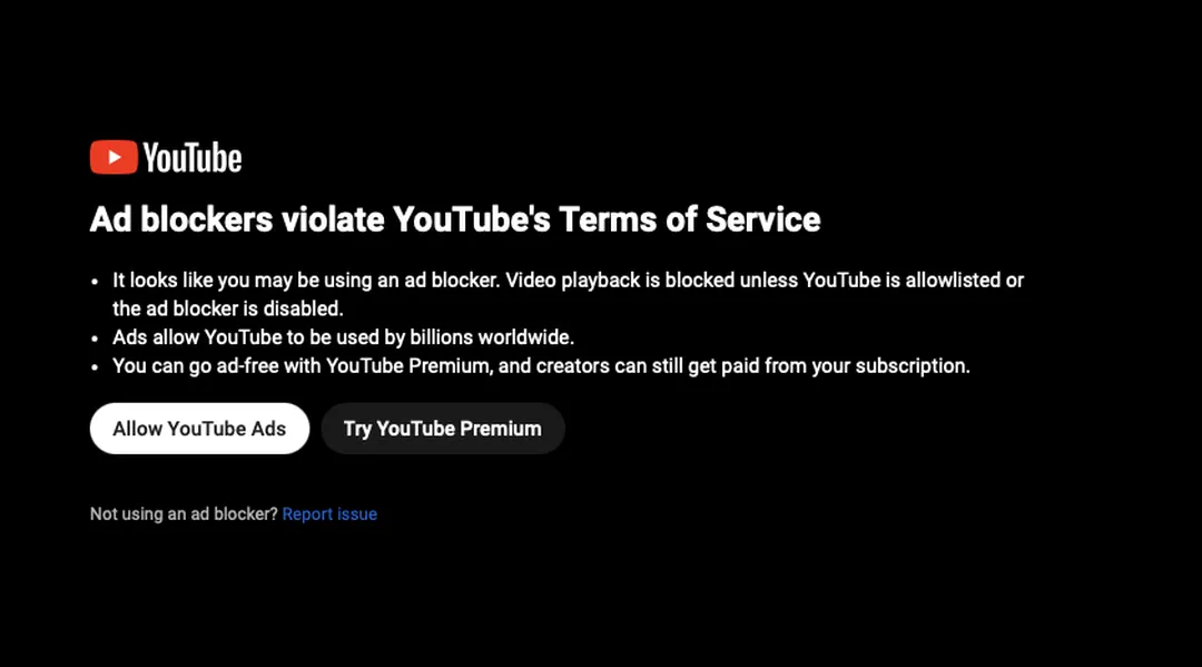 YouTube เริ่มบล็อก Ad Blocker