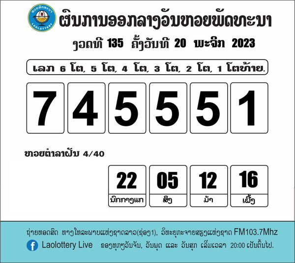 ตรวจหวยลาว ประจำวันที่ 20 พฤศจิกายน 2566