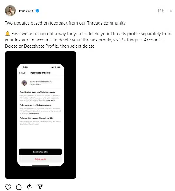 วิธีลบ threads ไม่ลบ ig