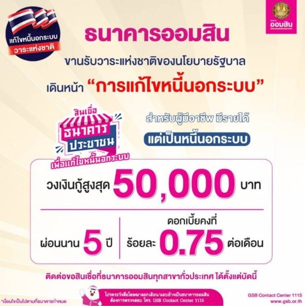 ออมสิน กู้แก้หนี้นอกระบบ เงื่อนไข 2566