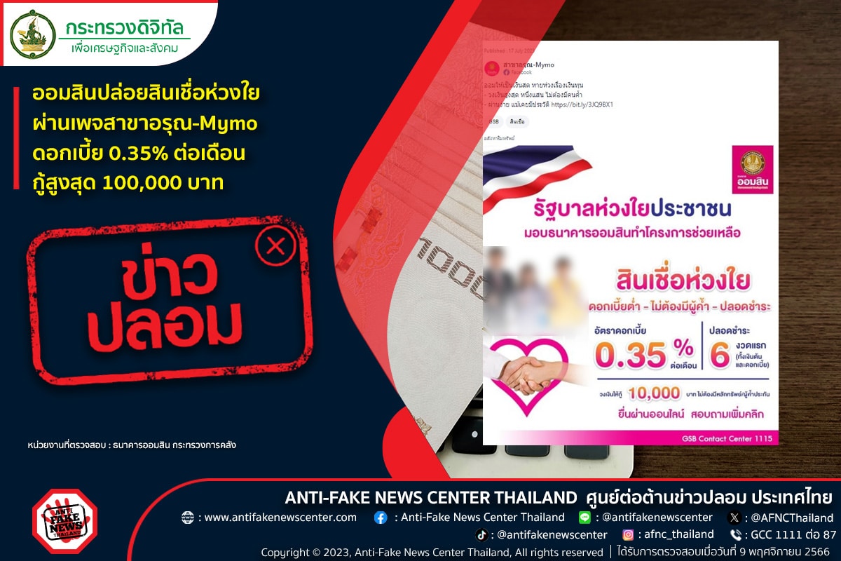 เงินกู้ออมสิน ดอกเบี้ย 0.35% ต่อเดือน สูงสุด 100,000 บาท