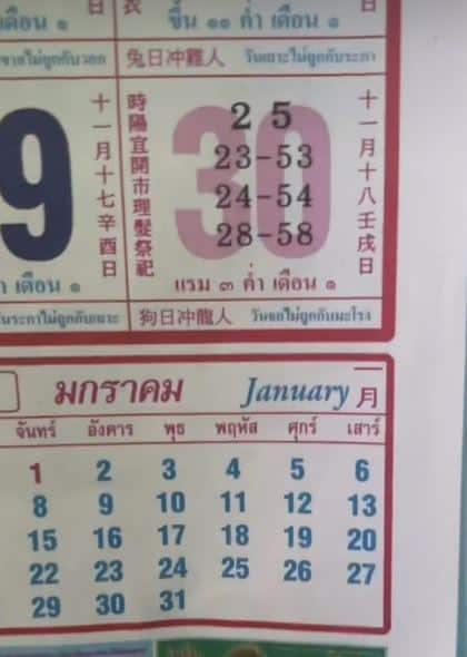 หวยปฏิทินคำชะโนด 30 12 66