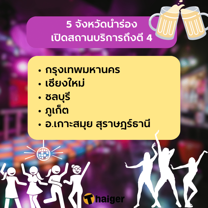 5 จังหวัดนำร่อง เปิดผับได้ถึงตี 4