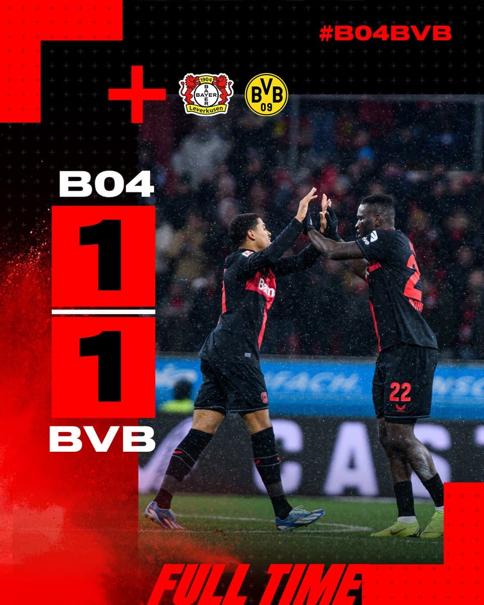 ผลบอลเมื่อคืนนี้ บุนเดสลีกา เลเวอร์คูเซ่น ดอร์ทมุนด์