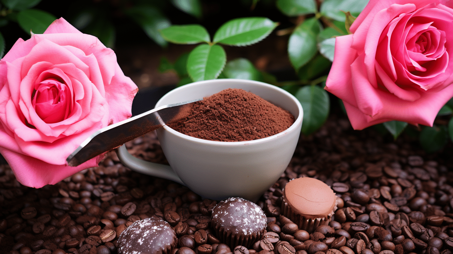 กากกาแฟใส่ต้นกุหลาบ