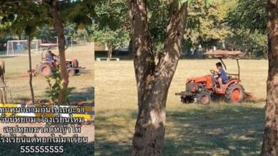คลิปเด็กนักเรียนขับรถตัดหญ้าให้โรงเรียน