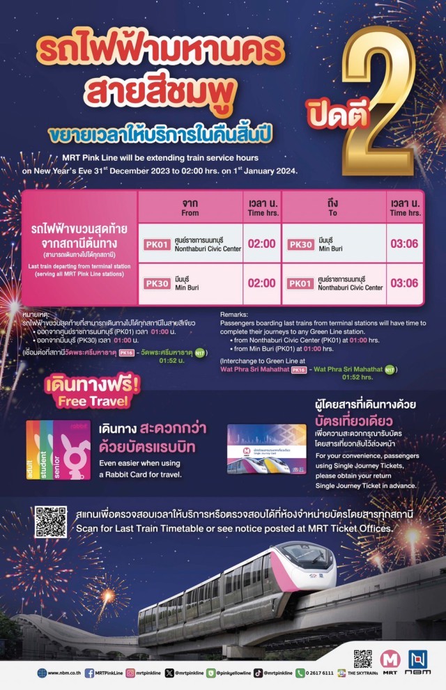 รถไฟฟ้า MRT สายสีชมพู ปีใหม่