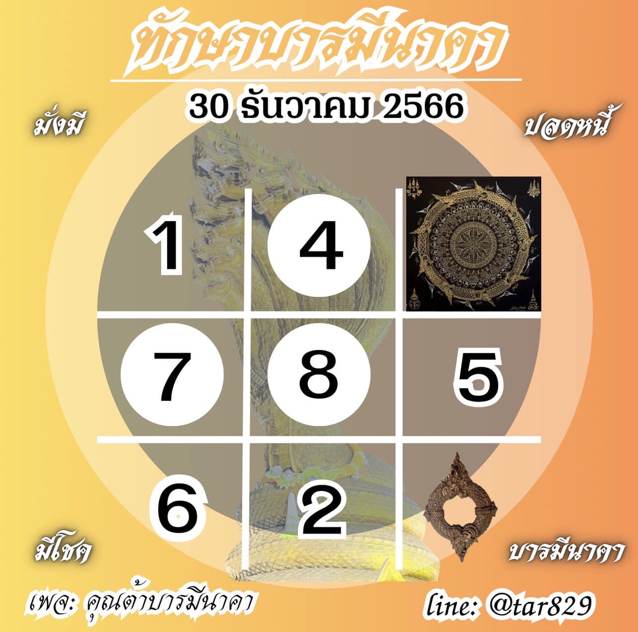 เลขตารางทักษา บารมีนาคา 30 12 66