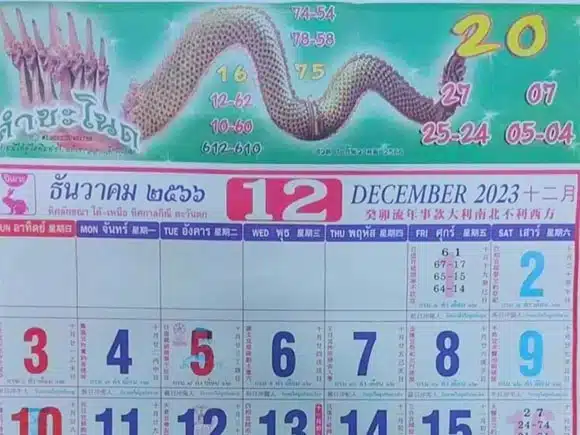 เลขเด็ด ปฏิทินคำชะโนด 30 12 66