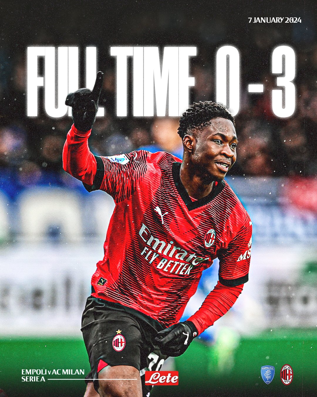 ผลบอลเมื่อคืนนี้ กัลโช่ เอ็มโปลี มิลาน