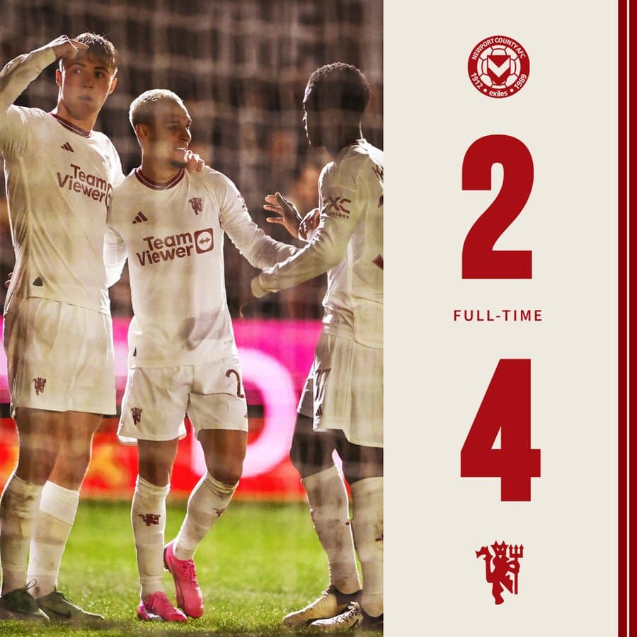 ผลบอลเมื่อคืนนี้ เอฟเอ นิวพอร์ท แมนยู