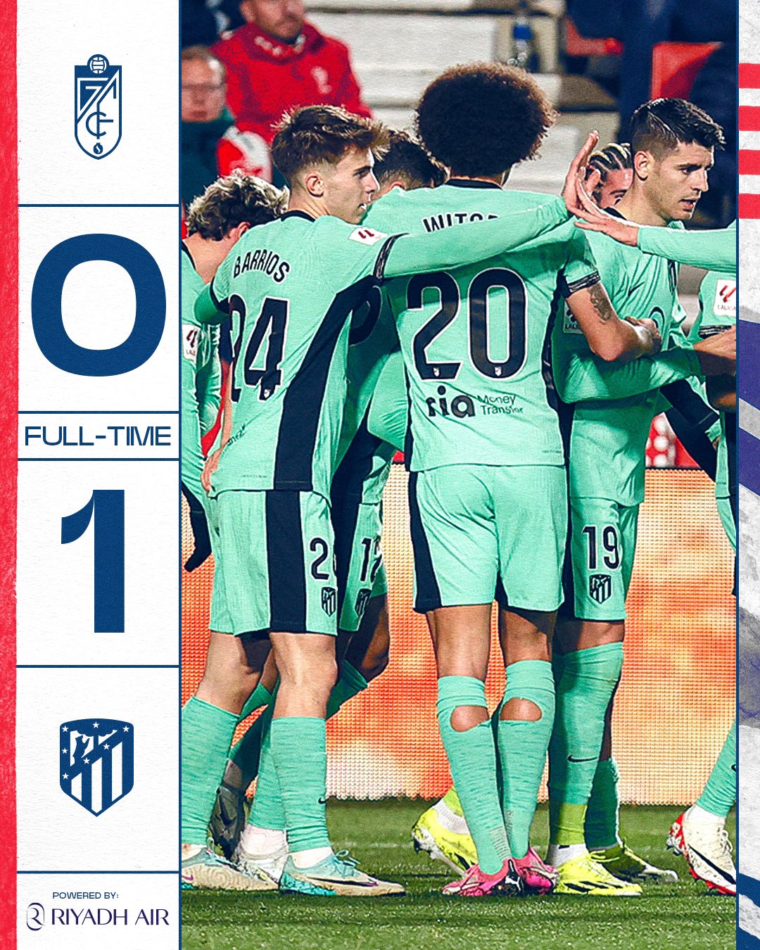 ผลบอลเมื่อคืนนี้ ลาลีกา กรานาด้า แอต.มาดริด