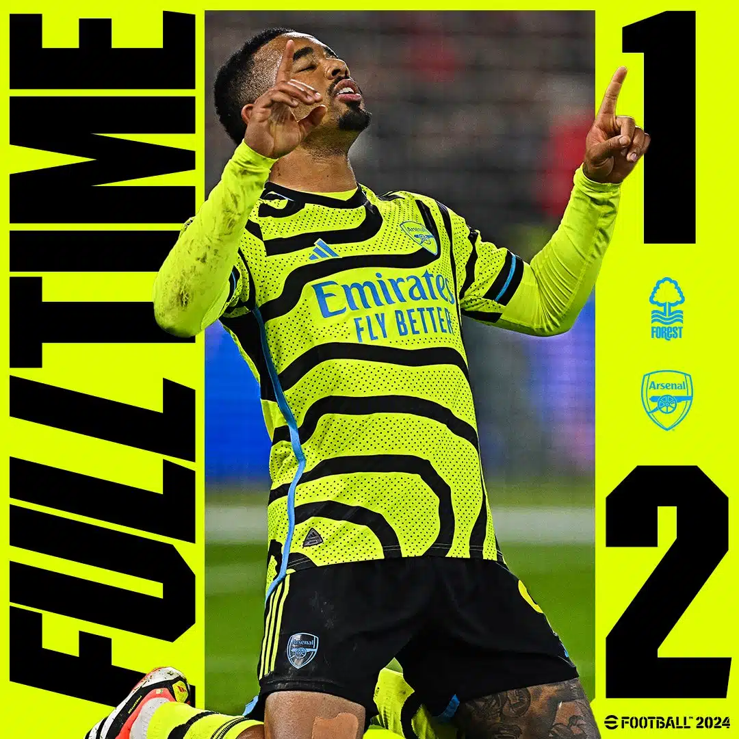 ผลบอลเมื่อคืนนี้ พรีเมียร์ลีก ฟอเรสต์ อาร์เซนอล