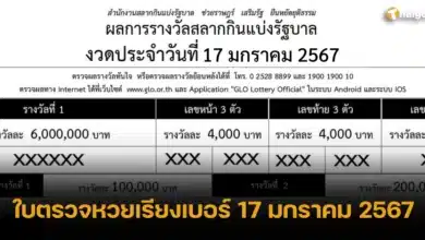 ใบตรวจหวยเรียงเบอร์ 17 มกราคม 2567