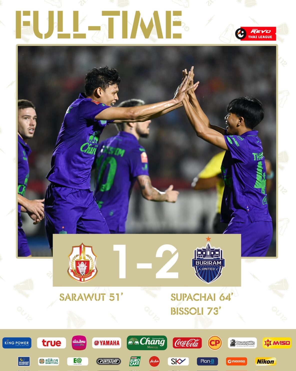 ผลบอลล่าสุด ไทยลีก ลำพูน บุรีรัมย์