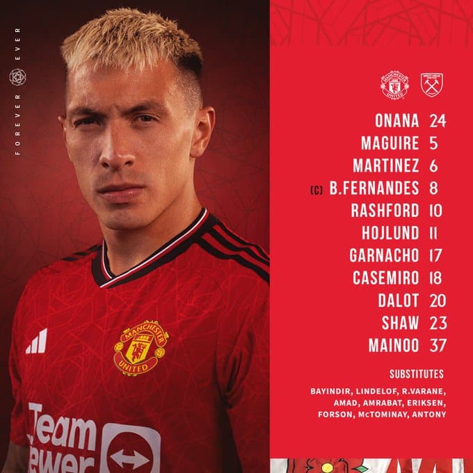 11 ตัวจริง แมนยู เวสต์แฮม