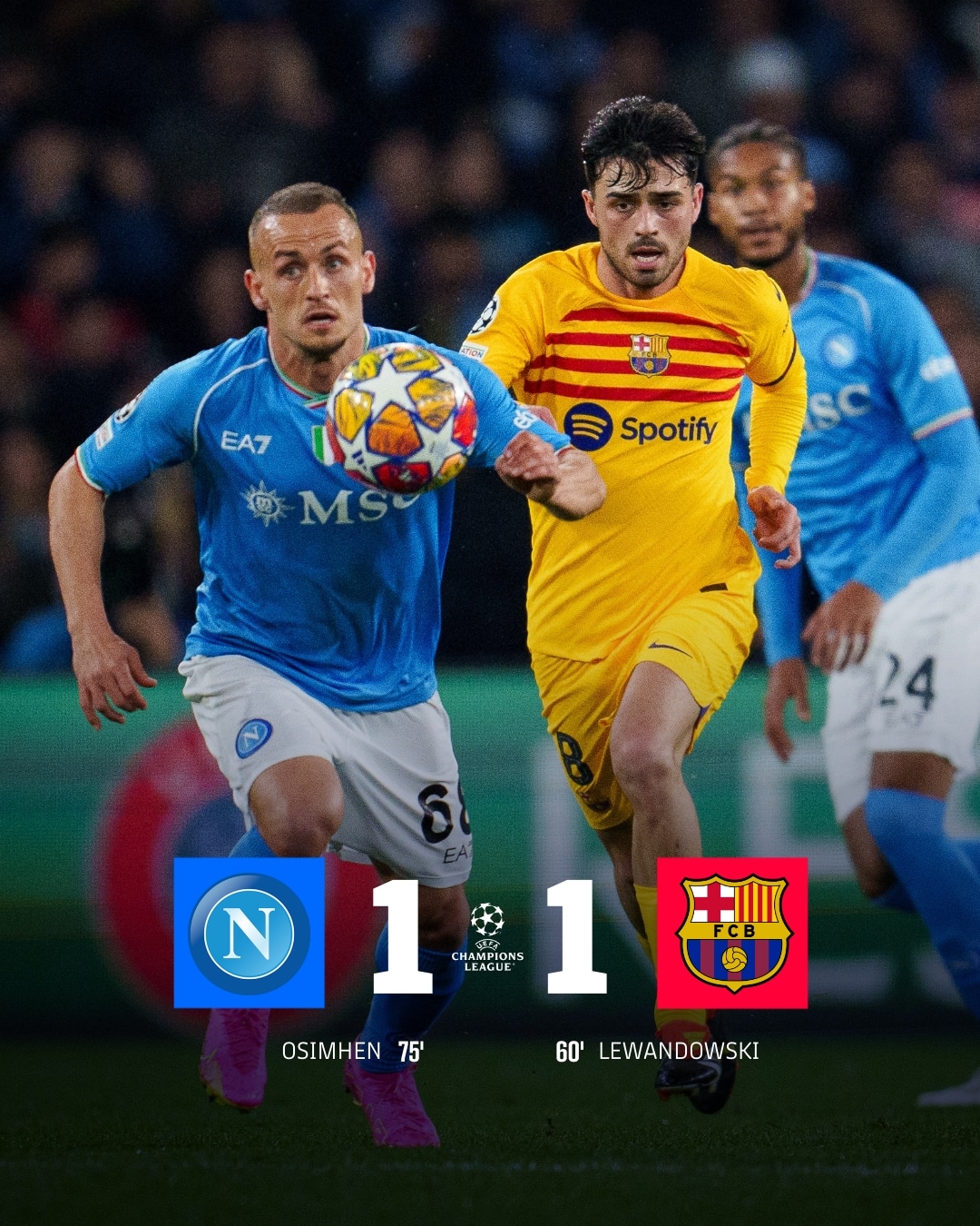 ผลบอลเมื่อคืนนี้ ยูฟ่า แชมเปี้ยนส์ลีก นาโปลี บาร์เซโลน่า