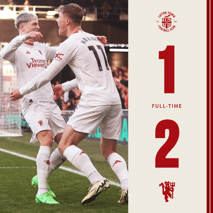 ผลบอลเมื่อคืนนี้ พรีเมียร์ลีก ลูตัน แมนยู