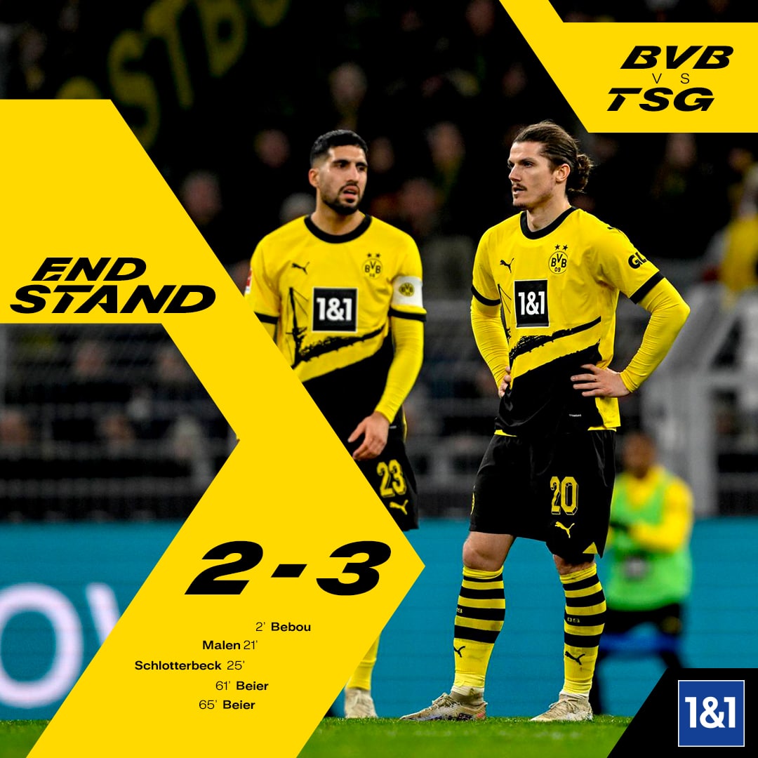 ผลบอลเมื่อคืนนี้ บุนเดสลีกา ดอร์ทมุนด์ โฮฟเฟ่นไฮม์