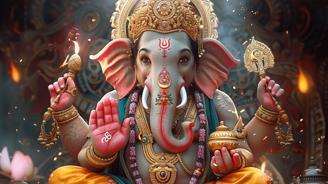 พิธีอารตีไฟ บูชาพระพิฆเนศ