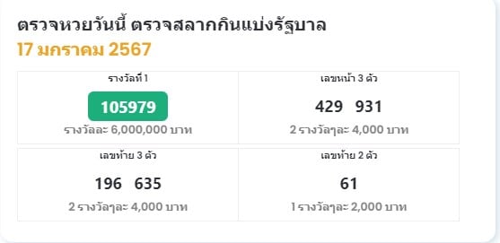 ตรวจหวย 1 2 67
