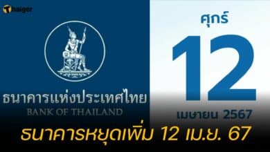 ธนาคารหยุดเพิ่ม 12 เม.ย. 67