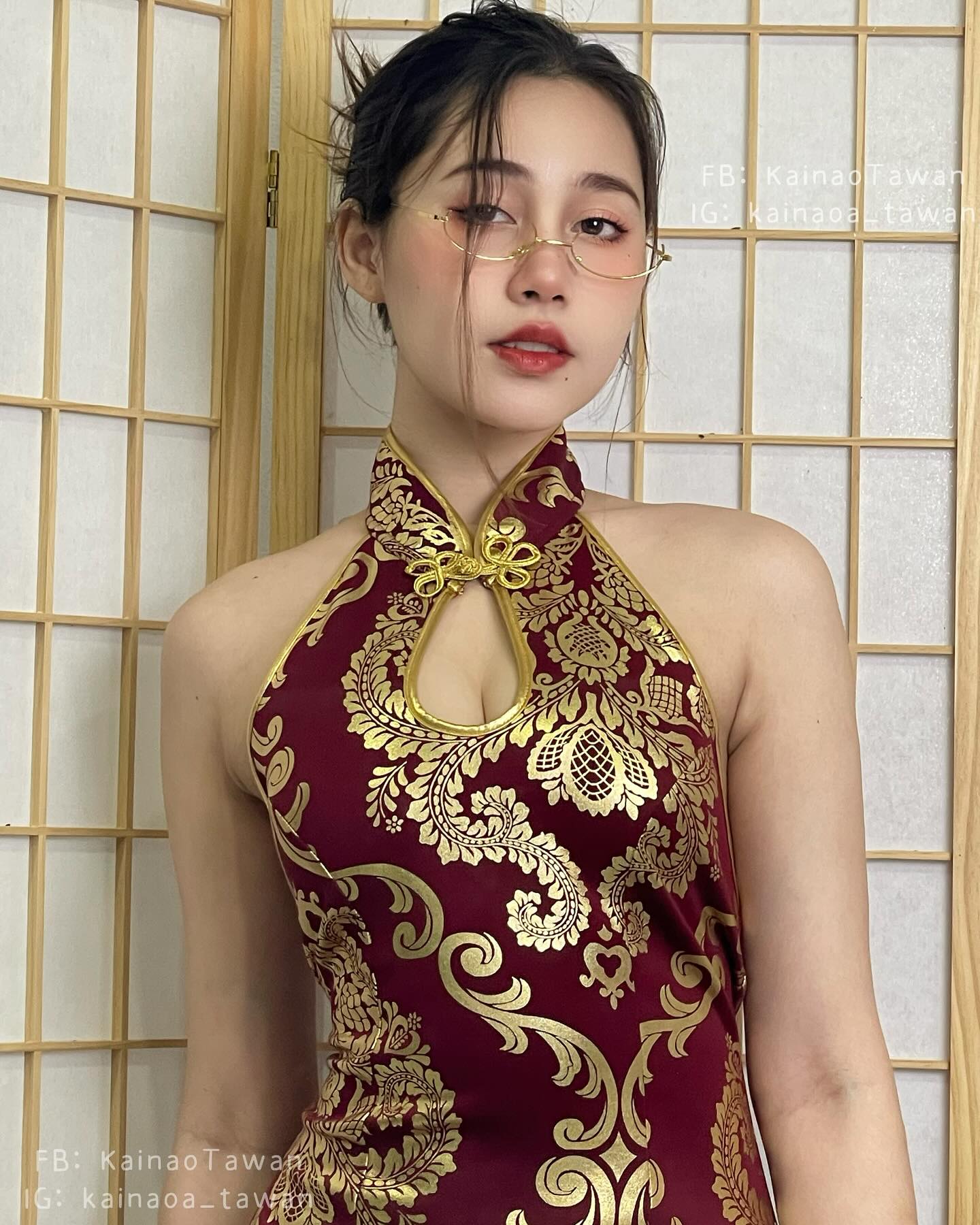 น้องไข่เน่าชุดตรุษจีน กี่เพ้าน่ารัก ลายลูกไม้