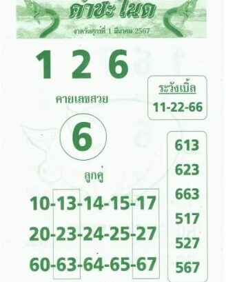 หวยคำชะโนด 3 1 67
