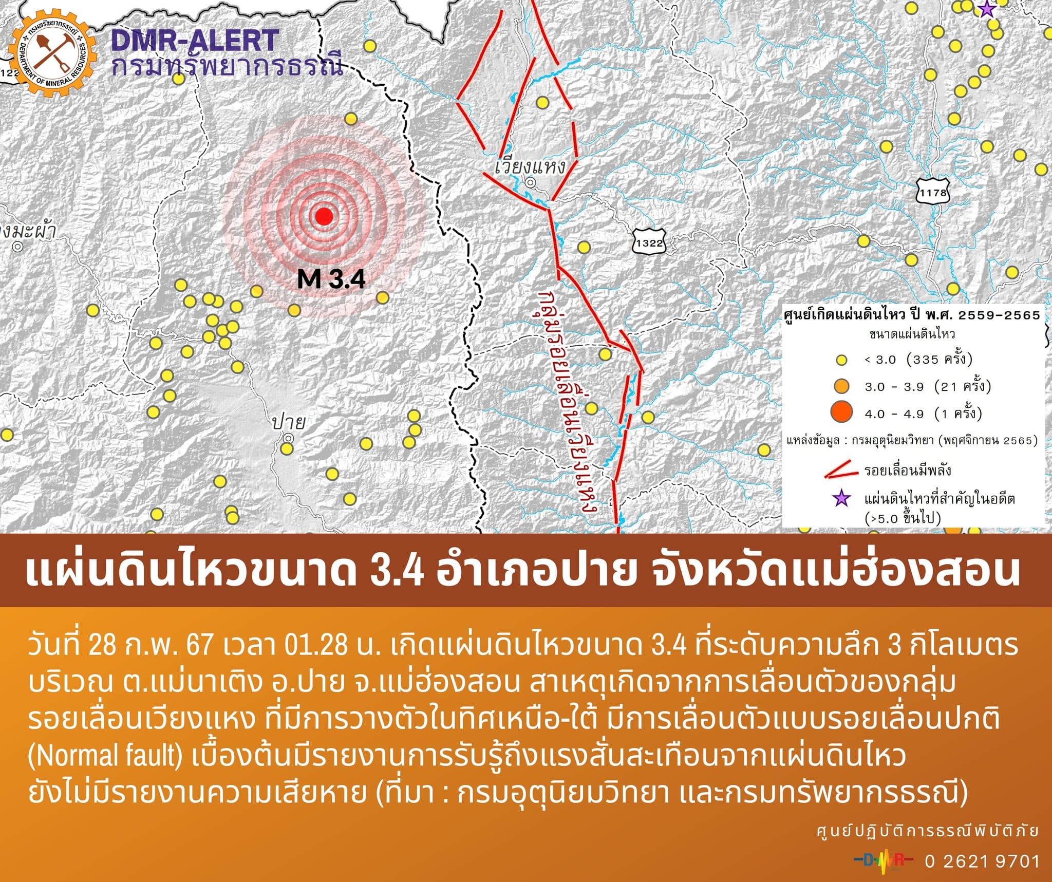 แม่ฮ่องสอน แผ่นดินไหว 28 กุมภาพันธ์ 2567