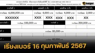 ใบตรวจหวยเรียงเบอร์ 16 2 67