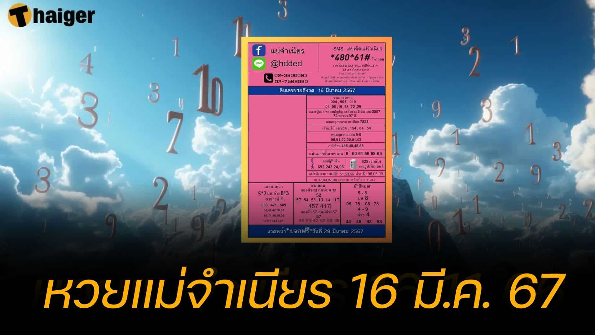10 เลขเด็ดขายดี หวยแม่จำเนียร 16 มีนาคม 2567 งวดนี้รวยแน่ | Thaiger ข่าวไทย