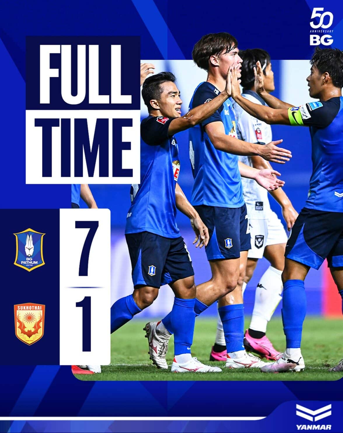 ผลบอลล่าสุด ไทยลีก บีจี ปทุม สุโขทัย