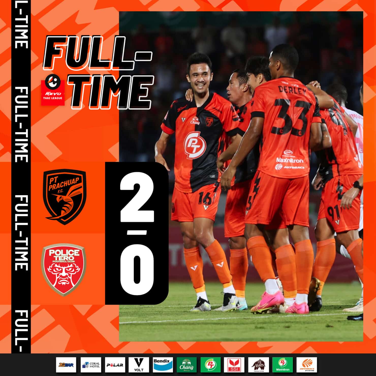 ผลบอลเมื่อคืนนี้ ไทยลีก ประจวบ โปลิศ เทโร