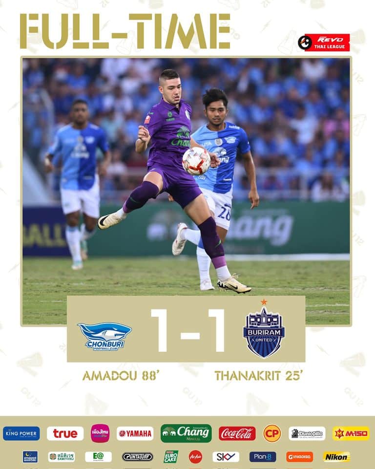 ผลบอลล่าสุด ไทยลีก ชลบุรี บุรีรัมย์