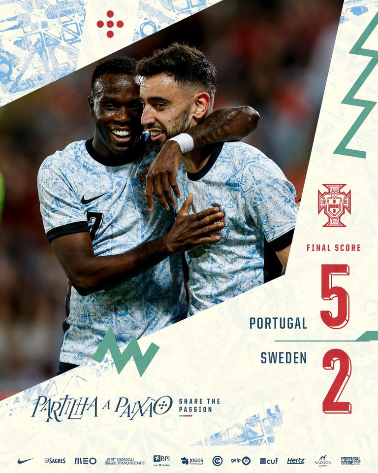 ผลบอลเมื่อคืนนี้ ฟุตบอลอุ่นเครื่องทีมชาติ โปรตุเกส สวีเดน