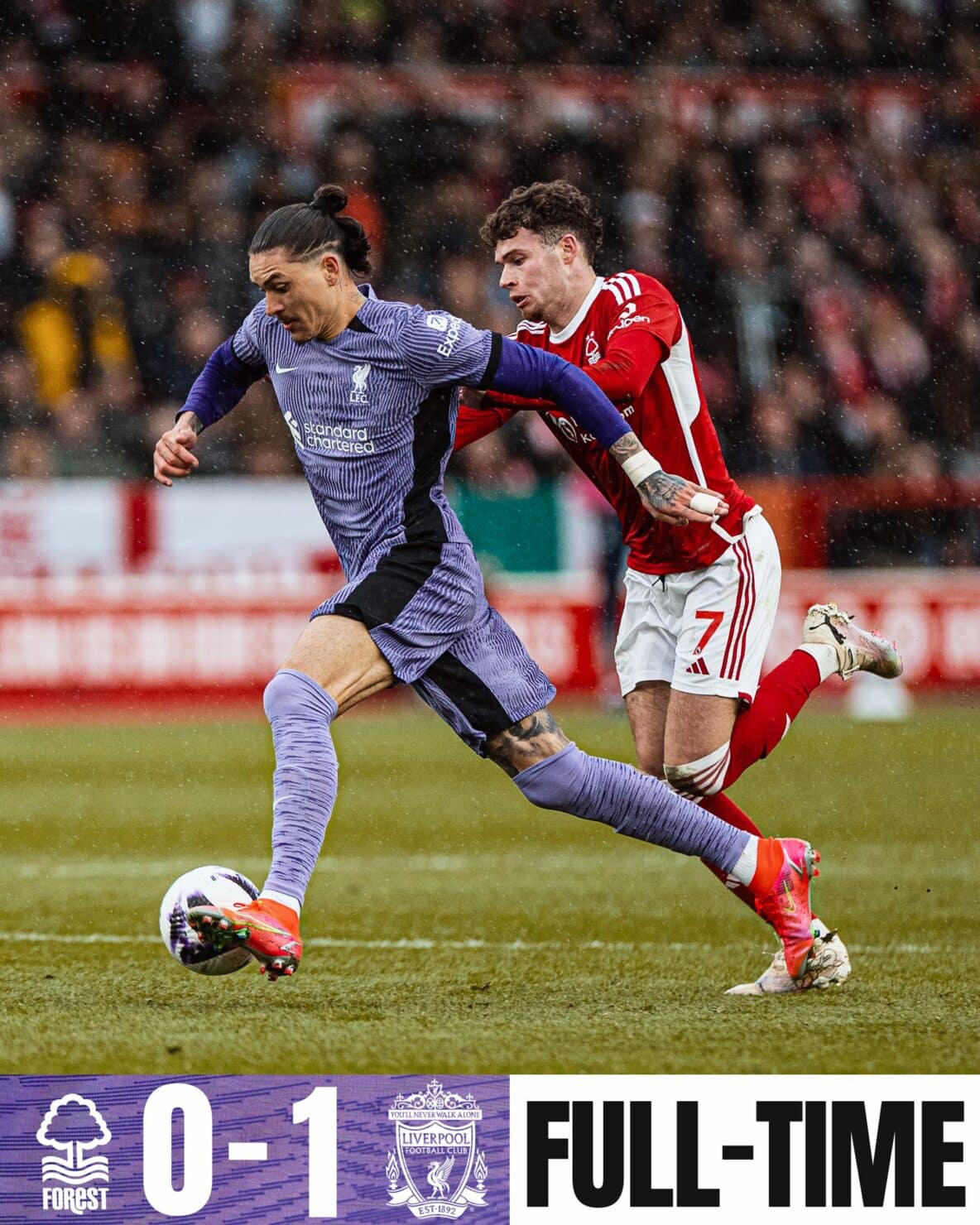 ผลบอลเมื่อคืนนี้ พรีเมียร์ลีก ฟอเรสต์ ลิเวอร์พูล