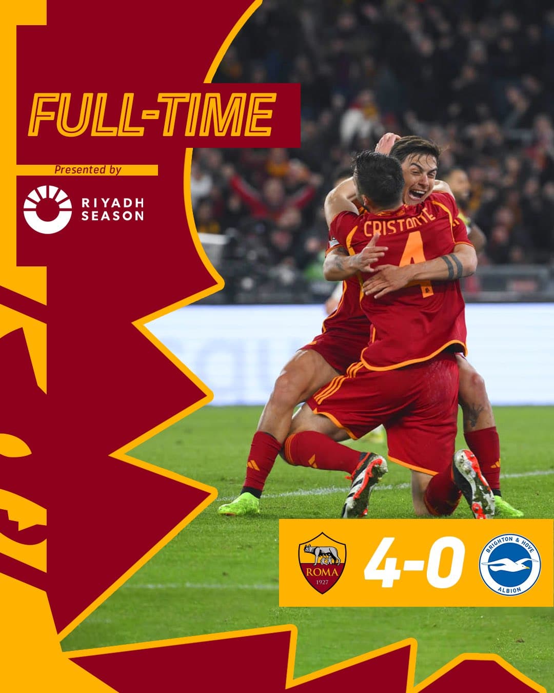 ผลบอลเมื่อคืนนี้ ยูโรปา โรม่า ไบรท์ตัน