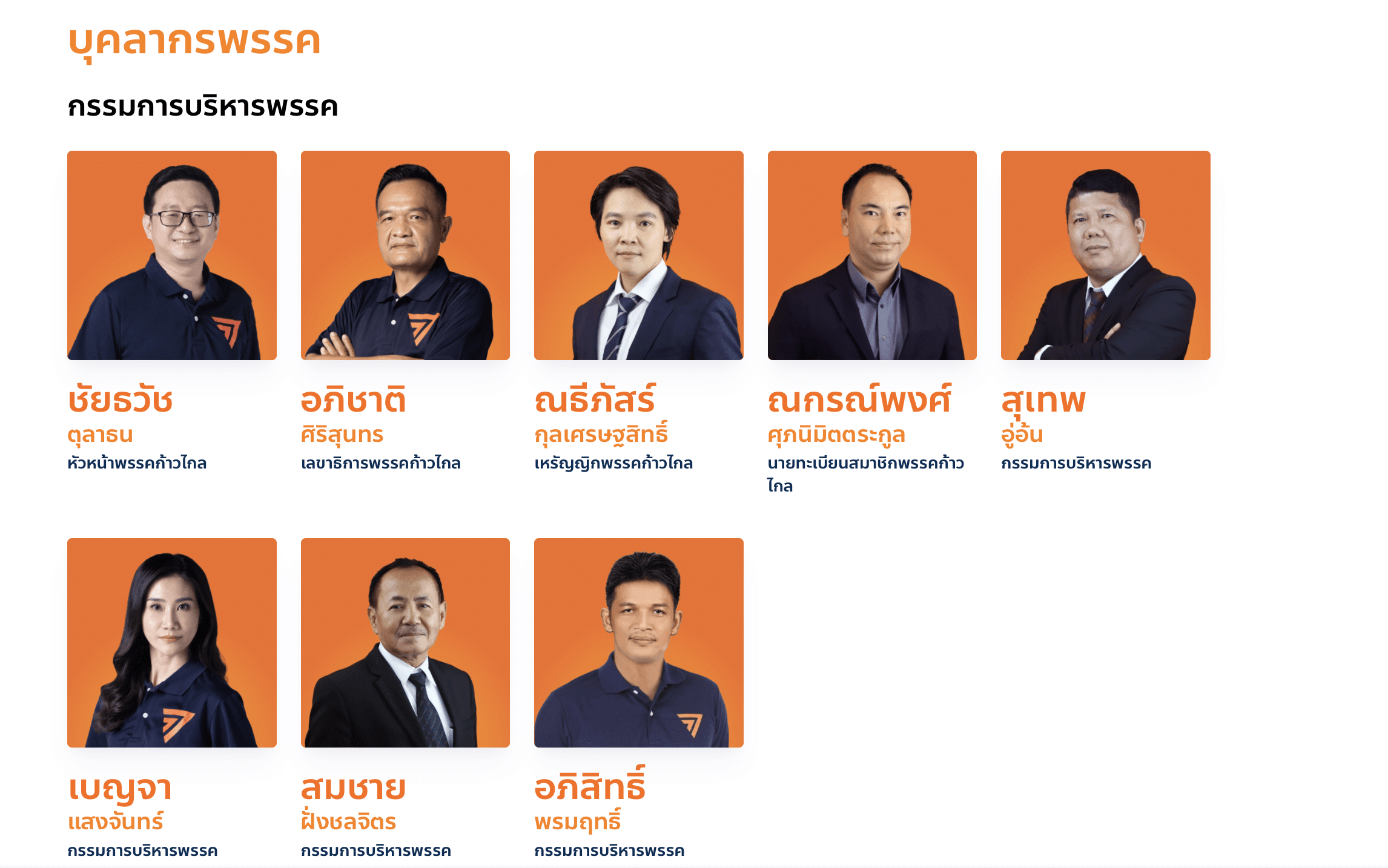 รายชื่อกรรมการบริหารพรรคก้าวไกล เสี่ยงโดนตัดสิทธิทางการเมืองถ้าโดนยุบพรรค