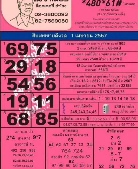 10 เลขเด็ดขายดี หวยแม่จำเนียร ลุ้นเงินล้าน 1 เม.ย. 67