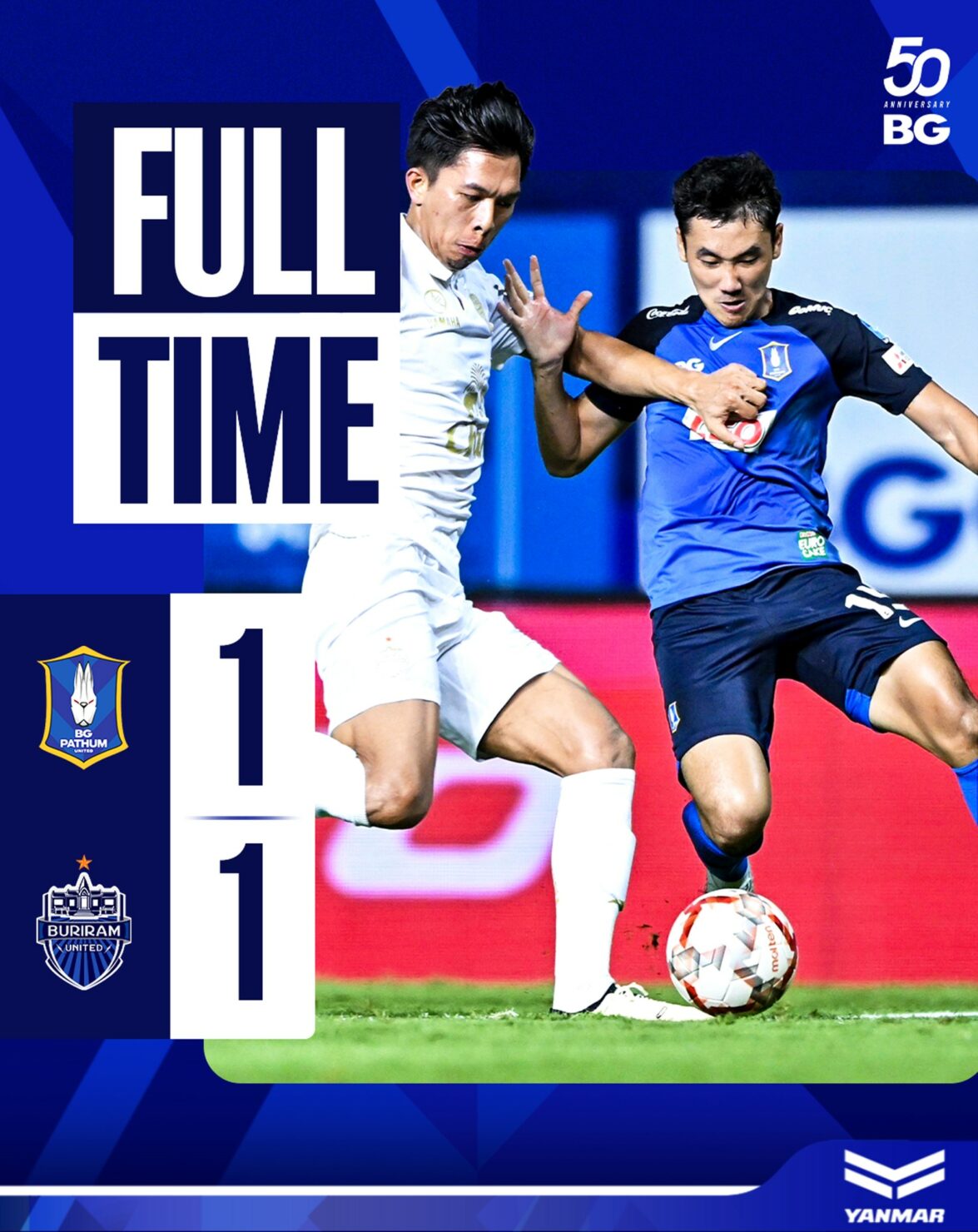 ผลบอลเมื่อคืนนี้ ไทยลีก บีจี ปทุม บุรีรัมย์