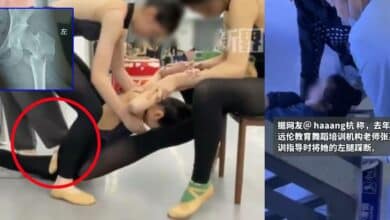 ครูฝึกเหยียบขานักเต้นจีน