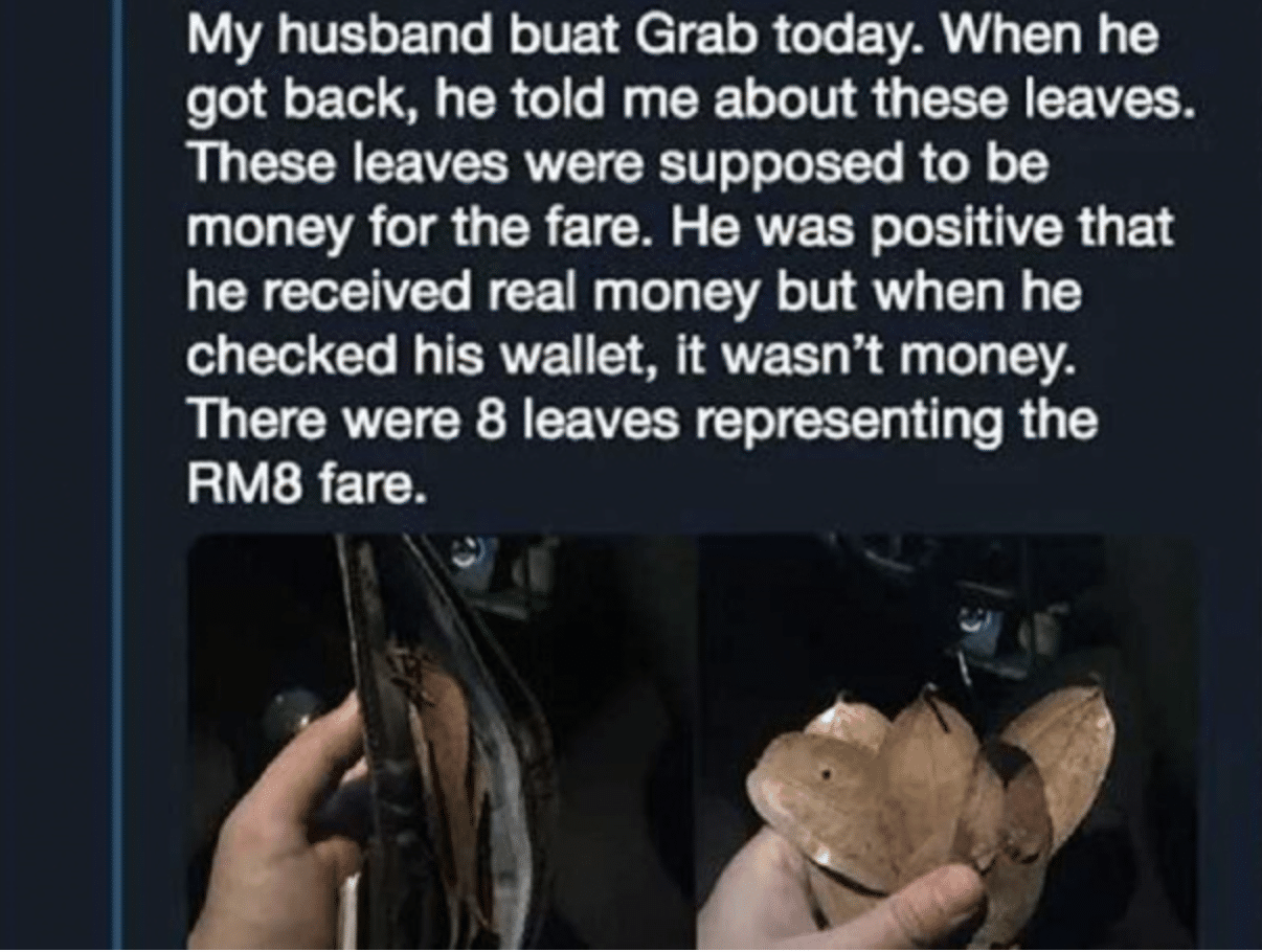 ผีจ่ายเงินขึ้นแท็กซี่ด้วยใบไม้