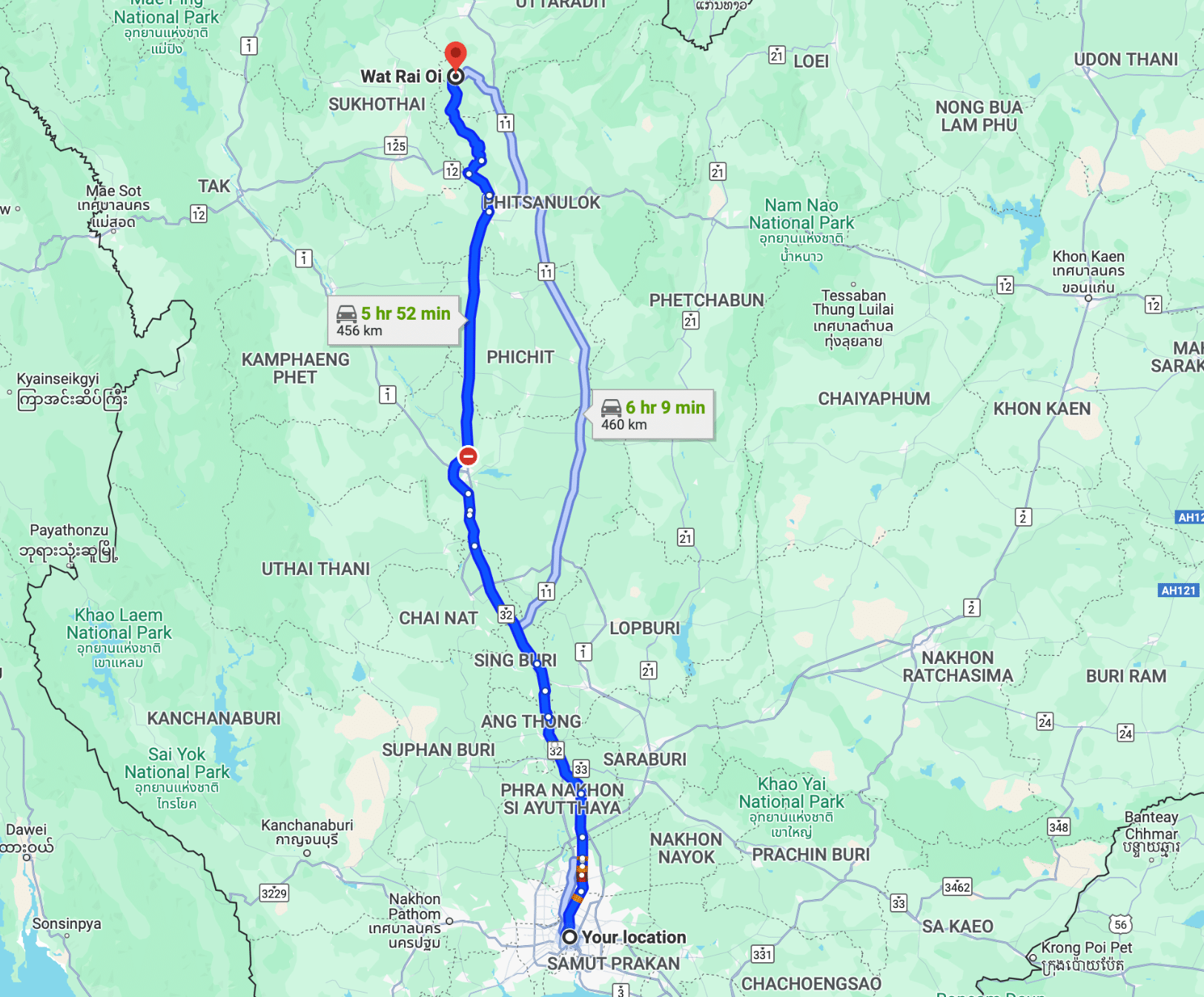 แผนที่เดินทางไปวัดไร่อ้อย