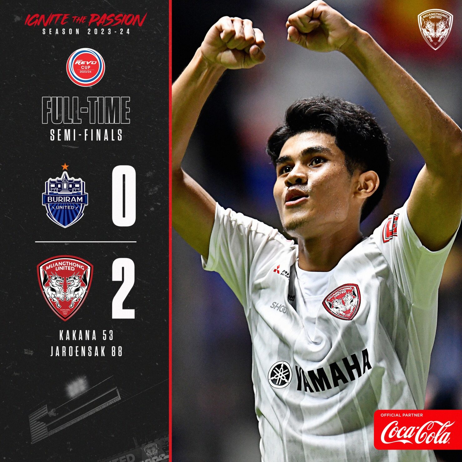 ผลบอลเมื่อคืนนี้ รีโว่ คัพ บุรีรัมย์ เมืองทอง