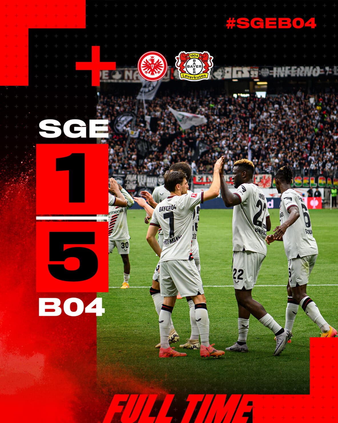 ผลบอลเมื่อคืนนี้ บุนเดสลีกา แฟร้งค์เฟิร์ต เลเวอร์คูเซ่น