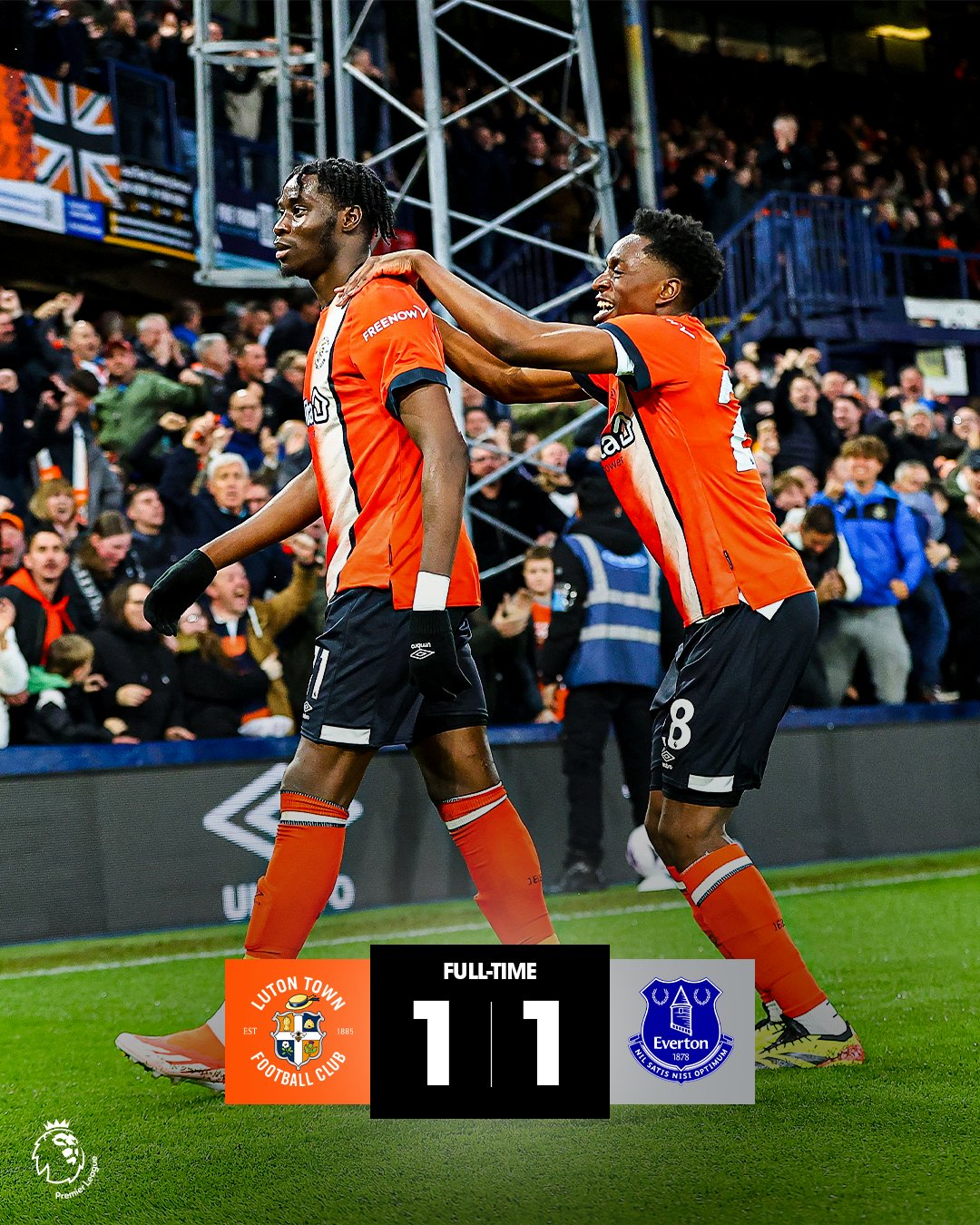 ผลบอลเมื่อคืนนี้ พรีเมียร์ลีก ลูตัน เอฟเวอร์ตัน