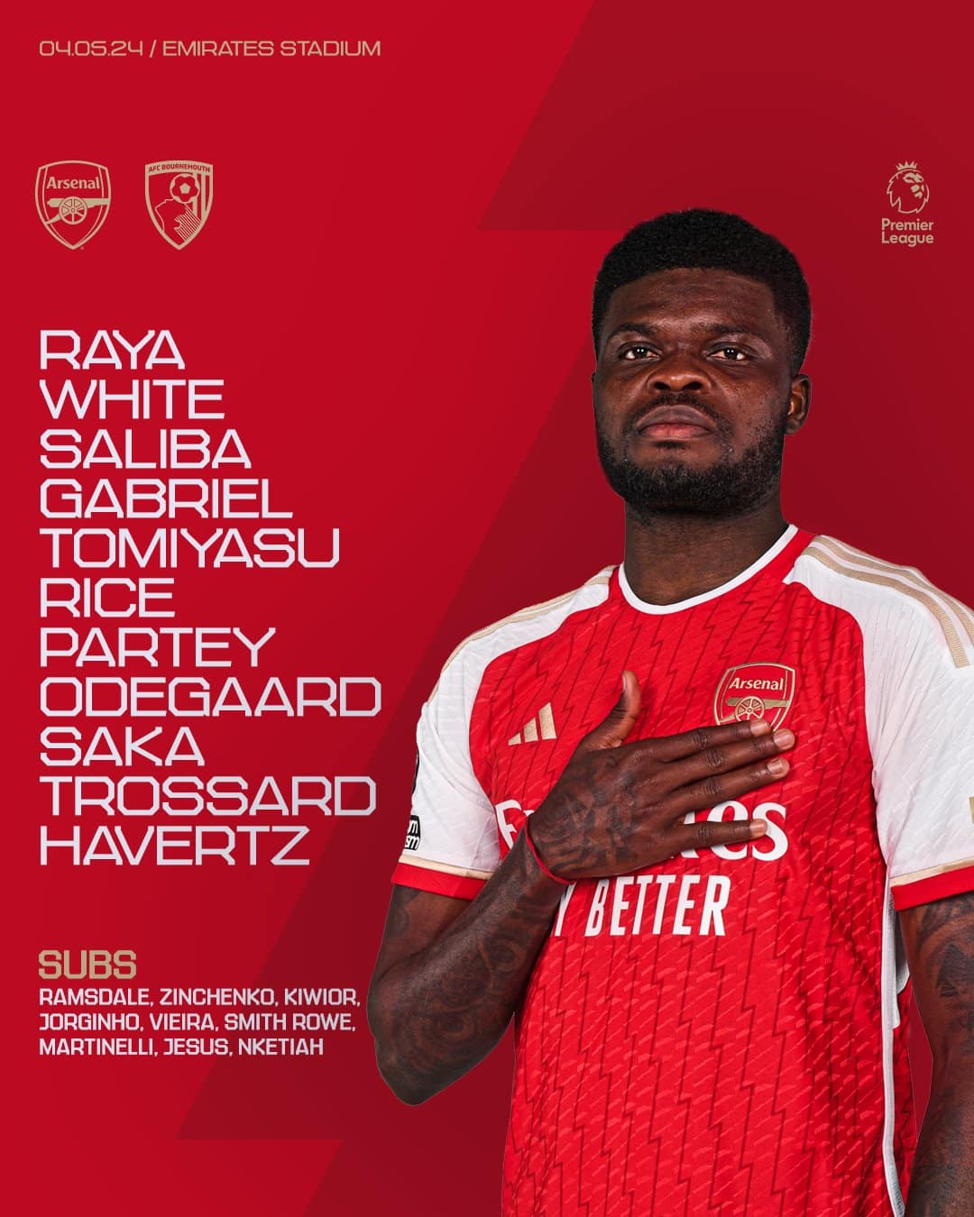 11 ตัวจริง อาร์เซนอล บอร์นมัธ