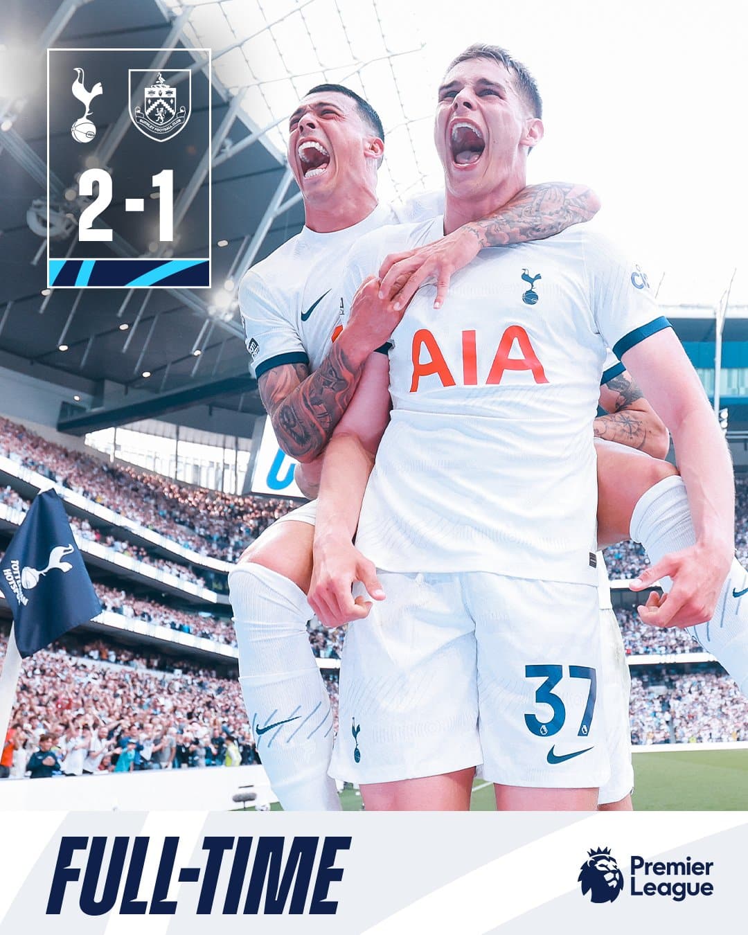 ผลบอลเมื่อคืนนี้ พรีเมียร์ลีก สเปอร์ส เบิร์นลี่ย์